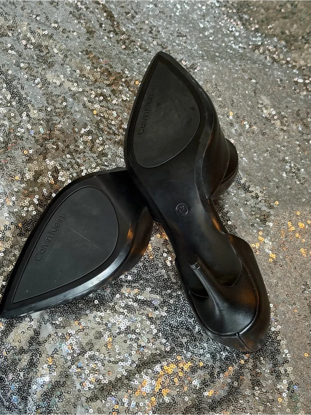 Calvin Klein Black D'Orsay Pointed-Toe Pumps